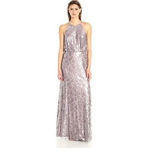 Donna Morgan Halter Purple Sequin Gown
